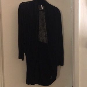 Long black lace back cardigan
